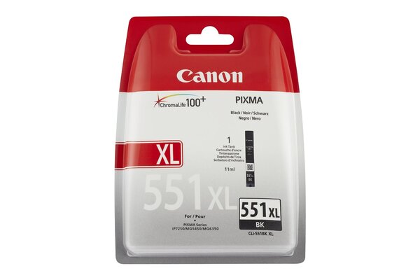 CANON CLI-551XL BK BL SEC cartouche dencre noir 5.530 pages 1-pack blister avec alarme