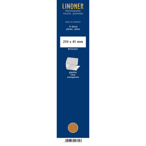 Bandes Klemmfix double soudure 210 x 41 mm pour timbres-poste. Fond - Transparent