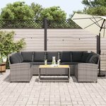 vidaXL Canapé de jardin avec coussins Gris Résine tressée
