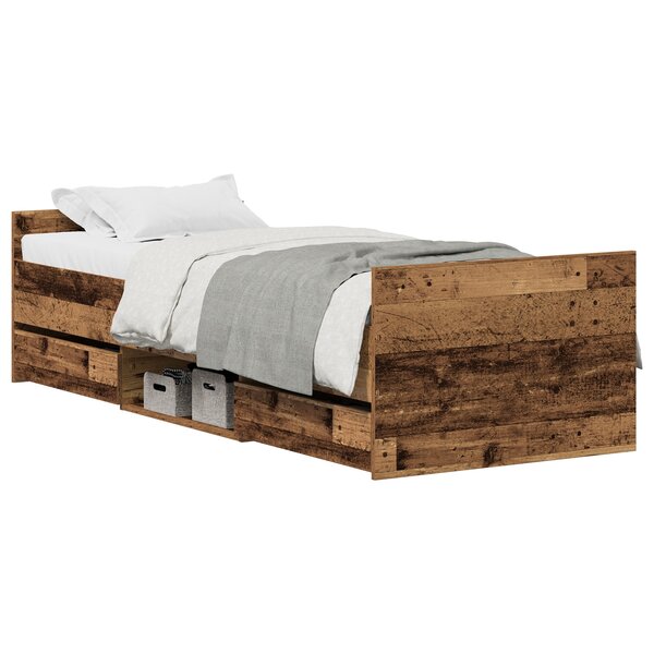 vidaXL Lit sans Matelas Bois Vieilli 75x190 cm Bois d'ingénierie