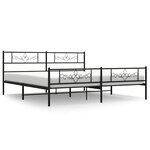 vidaXL Cadre de lit métal sans matelas avec pied de lit noir 183x213cm