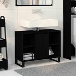 vidaXL Cabinet de salle de bain avec porte Chêne noir 80 x 33 x 60 cm
