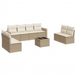 vidaXL Salon de jardin avec coussins 9 Pièces beige résine tressée