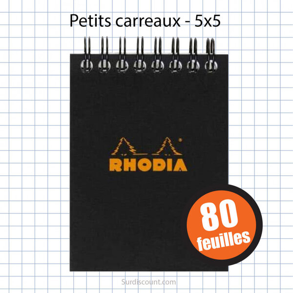 Bloc notepad 75x105 petits carreaux 5x5 80f rhodia