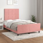 vidaXL Cadre de lit avec tête de lit rose 120x190 cm velours