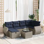 vidaXL Salon de jardin avec coussins 7 Pièces gris résine tressée