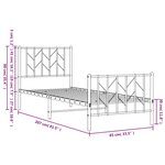 vidaXL Cadre de lit métal sans matelas avec pied de lit blanc 80x200cm