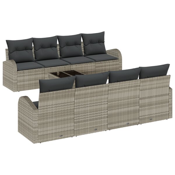 vidaXL Ensemble de Canapés de Jardin 9 Pièces avec Coussins Gris Clair