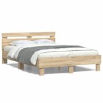 vidaXL Cadre de lit avec LED Sonoma 137 x 190 cm Bois d'ingénierie