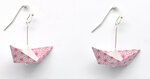 Boucles d'oreille papier origami bateau rose