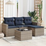 vidaXL Salon de jardin 5 Pièces avec coussins gris résine tressée