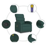 vidaXL Fauteuil inclinable de massage vert foncé tissu