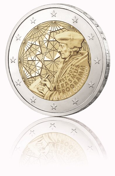 Pièce de monnaie 2 euro commémorative Autriche 2022 - Programme Erasmus
