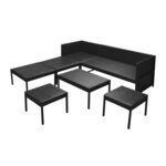 vidaXL Salon de jardin 6 Pièces avec coussins résine tressée noir