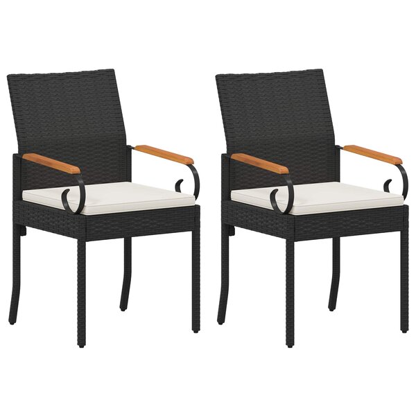 vidaXL Chaises de jardin avec coussin 2 Pièces Noir et blanc crème