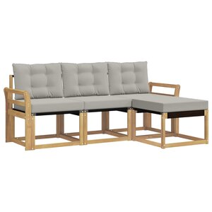 vidaXL Ensemble de canapés d'extérieur 4 pc Blanc et gris clair
