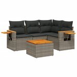 vidaXL Salon de jardin 5 Pièces avec coussins gris résine tressée