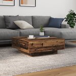 Table basse vidaXL avec lumières LED en bois ancien 80x80x31 cm