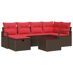 vidaXL Ensemble de canapé de jardin 7 Pièces Marron Poly rotin