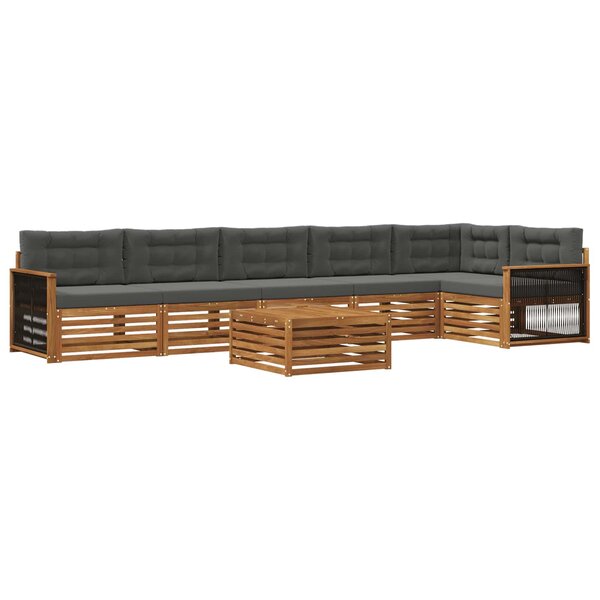 vidaXL Ensemble de canapés d'extérieur 7 pc Naturel et Anthracite