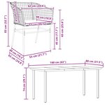 vidaXL Ensemble à manger jardin coussins 7Pièces marron poly rotin verre