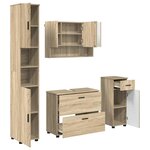 vidaXL Ensemble de mobilier de salle de bain 4 Pièces Chêne sonoma