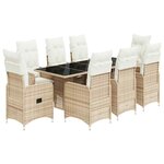 vidaXL Ensemble de bistro de jardin 9 Pièces coussins beige poly rotin