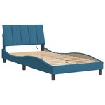 vidaXL Cadre de lit avec LED sans matelas Hanko bleu 100x200 cm velours