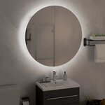 vidaXL Armoire de salle de bain miroir rond et LED Gris 54x54x17 5 cm