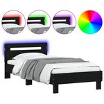 vidaXL Cadre de lit sans matelas avec lumières LED noir 75x190 cm