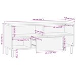 vidaXL Meuble TV noir 100x33 5x46 cm bois massif manguier brut
