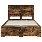 vidaXL Cadre de lit Chêne fumé 135 x 190 cm Bois d'ingénierie
