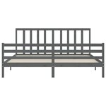 vidaXL Cadre de lit avec tête de lit gris 200x200 cm bois massif