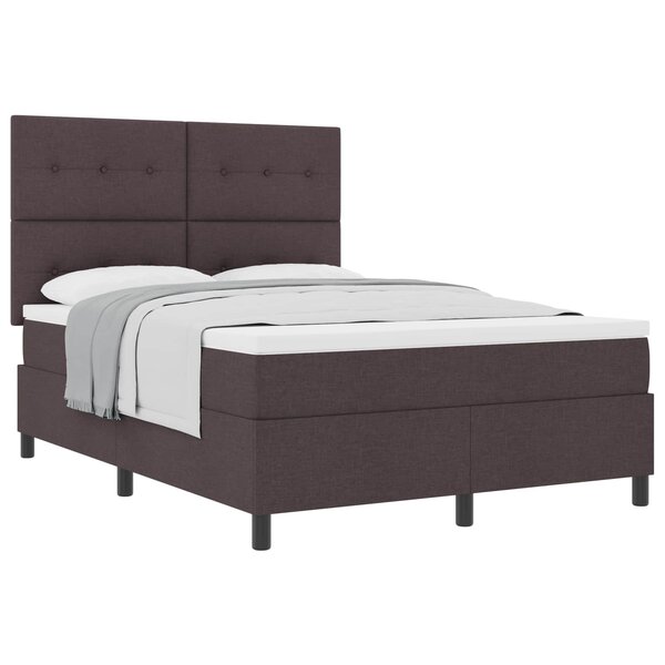 vidaXL Lit à ressorts avec tête de lit Marron foncé 140 x 190 cm tissu