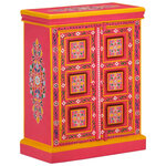 vidaXL Buffet Bois massif de manguier Peinture rose à la main