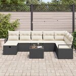 vidaXL Ensemble de canapé de jardin 9 Pièces Noir Poly rotin