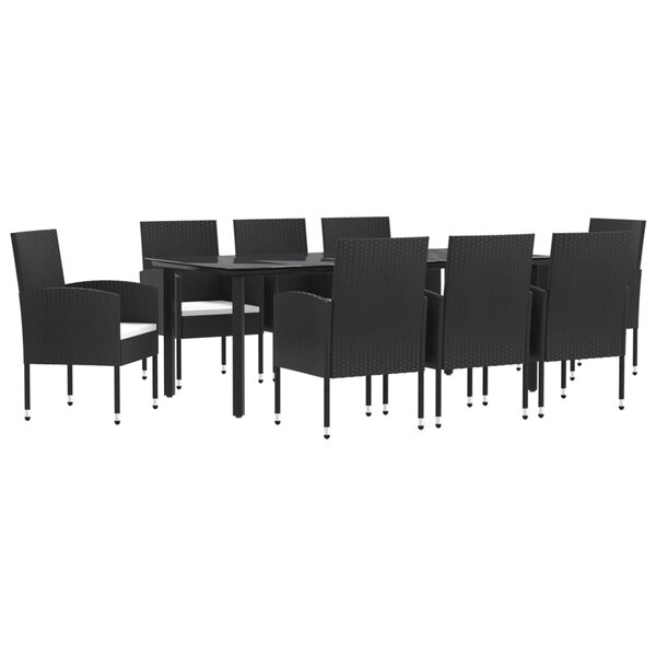 vidaXL Ensemble à manger de jardin 9 Pièces noir résine tressée et acier