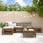 vidaXL Salon de jardin 6 Pièces avec coussins marron miel bois massif