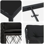 vidaXL Ensemble de salle à manger de jardin 9 pièces avec coussins Noir Poly Rattan