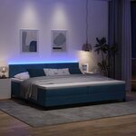 vidaXL Lit à ressort LED avec matelas Bleu foncé 200 x 200 cm Velours