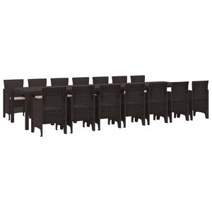 vidaXL Ensemble de salle à manger pour jardin 15 Pièces Marron