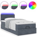 vidaXL Cadre de lit ottoman avec matelas gris foncé 90x190 cm velours
