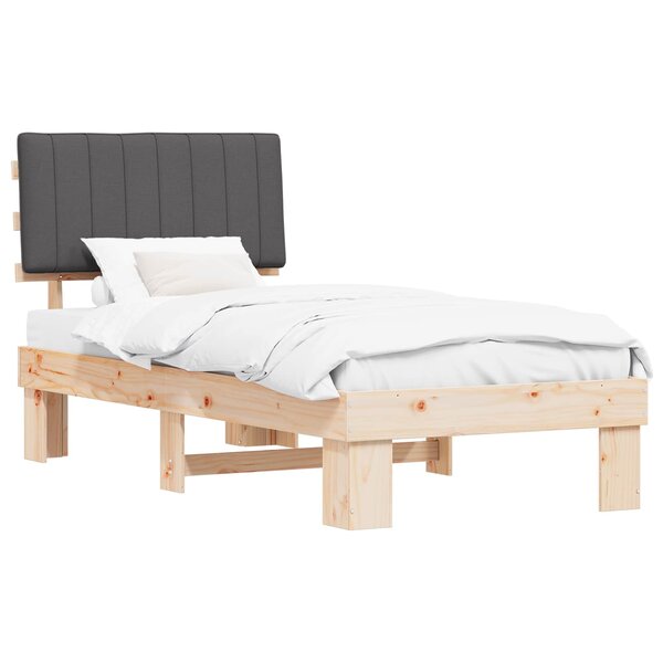 vidaXL Cadre de lit avec tête de lit rembourrée Gris foncé 90 x 200 cm