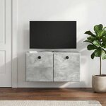 vidaXL Meuble TV mural 59 5 x 31 x 30 cm Gris béton Bois d'ingénierie