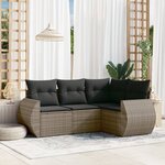 vidaXL Salon de jardin 4 Pièces avec coussins gris résine tressée
