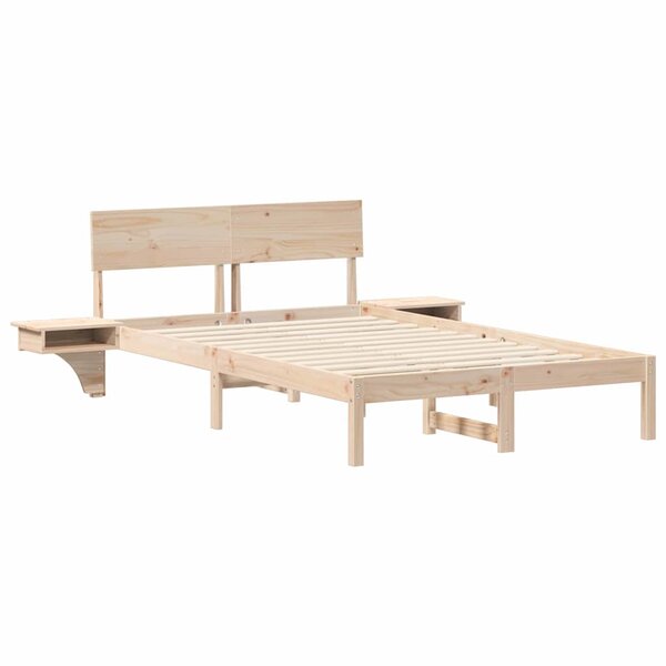 vidaXL Cadre de lit avec tables de chevet Marron Bois massif en pin