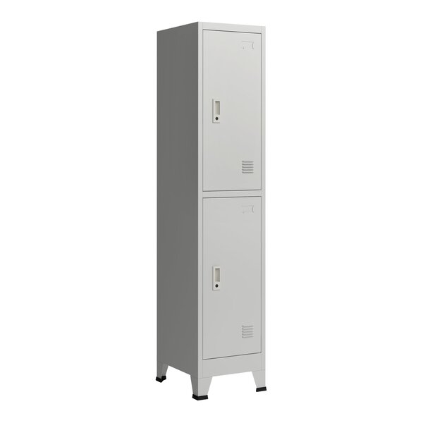 Casier de bureau armoire meuble de rangement pour bureau atelier chambre acier métallique avec 2 portes acier laqué 180 x 38 x 45 cm gris 03_0006346