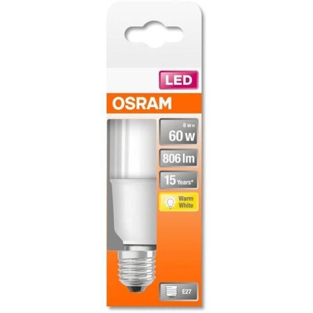 Osram ampoule stick led dépoli avec radiateur 8w=60 e27 chaud