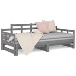 vidaXL Lit coulissant Gris Bois de pin solide 2x(90x200) cm