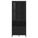 vidaXL Buffet VIKEN noir 80x40x200 cm bois massif de pin